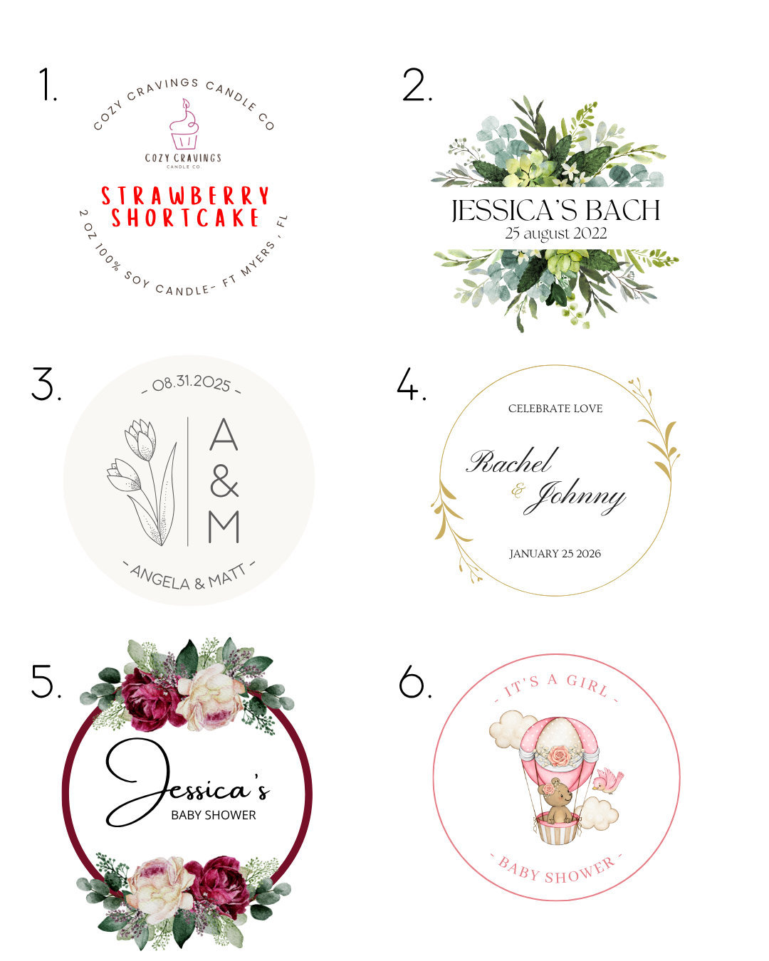Custom Mini Candle Favors – 2oz Personalized Soy Candles for Weddings, Bridal Showers & Events
