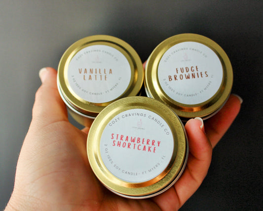 Custom Mini Candle Favors – 2oz Personalized Soy Candles for Weddings, Bridal Showers & Events