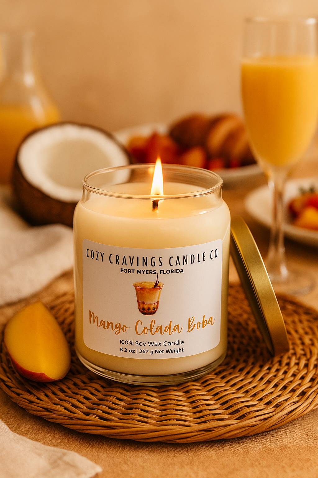 Mango Colada Boba 100% Soy Wax Candle