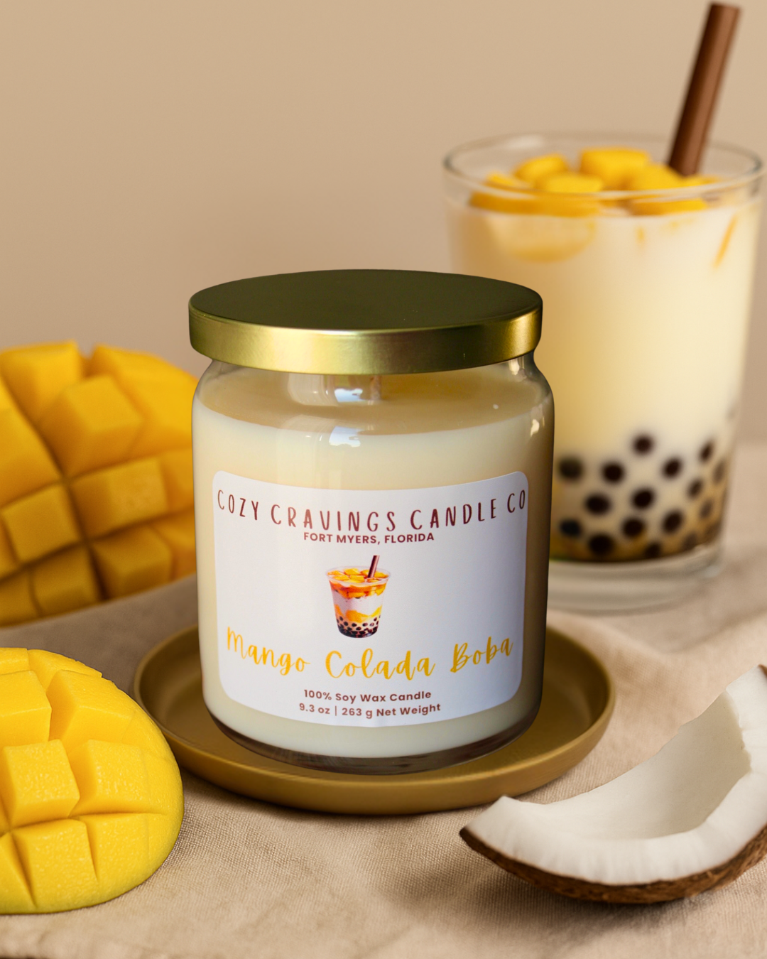 Mango Colada Boba 100% Soy Wax Candle