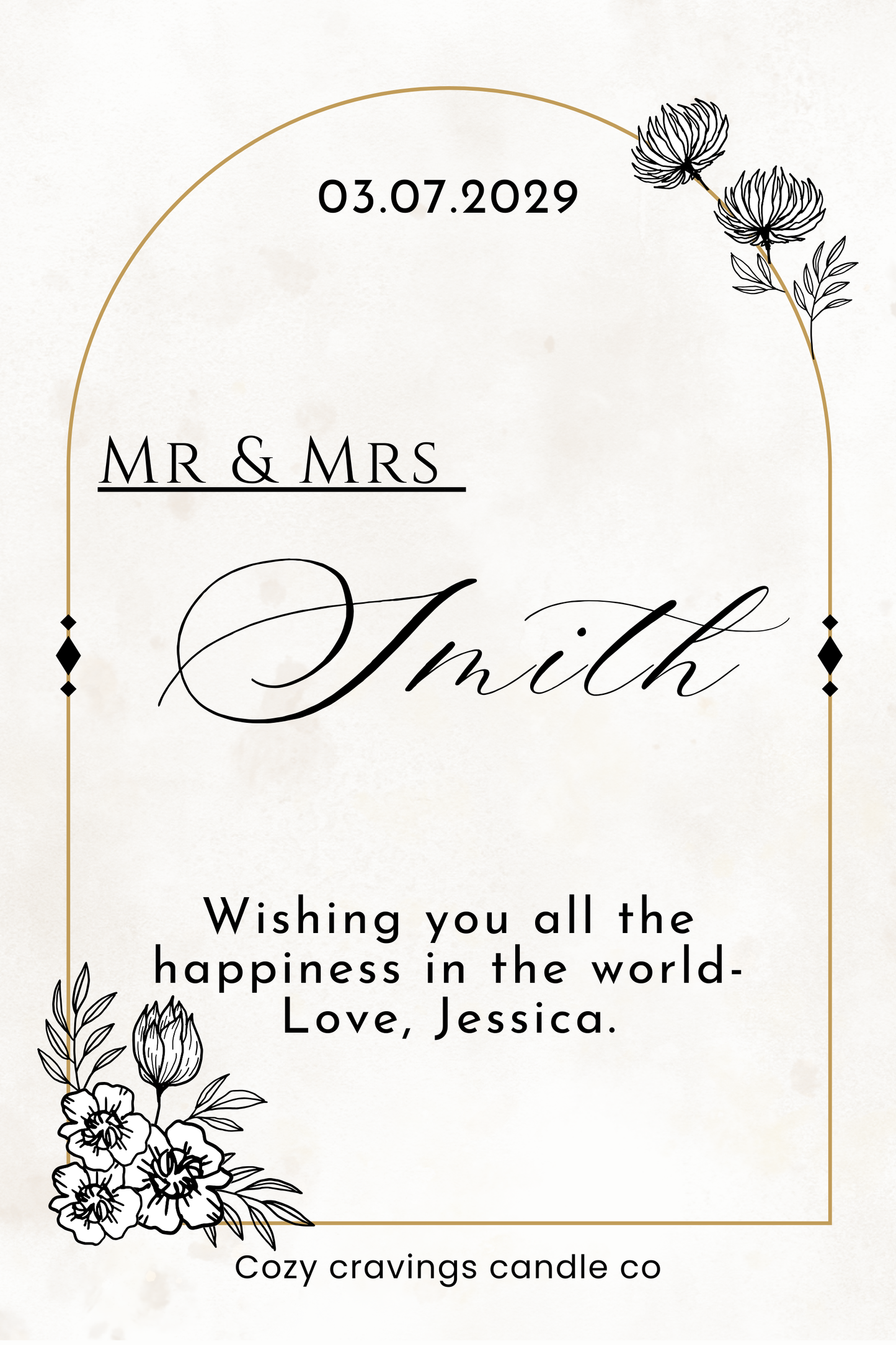 Custom Wedding Keepsake Candle